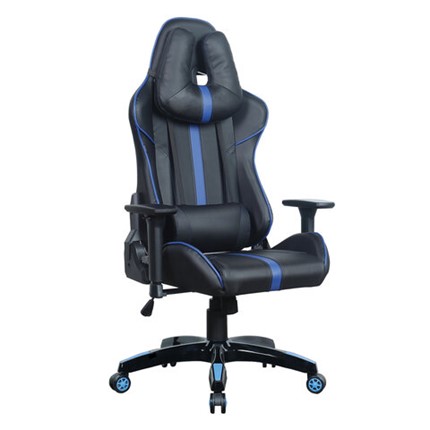 Компьютерное кресло BRABIX "GT Carbon GM-120", две подушки, экокожа, черное/синее, 531930 в Перми - изображение
