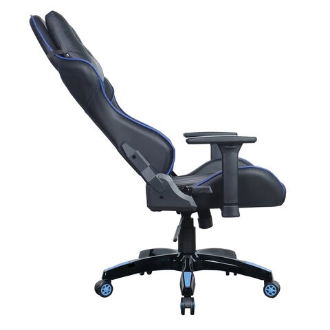 Компьютерное кресло BRABIX "GT Carbon GM-120", две подушки, экокожа, черное/синее, 531930 в Перми - изображение 7