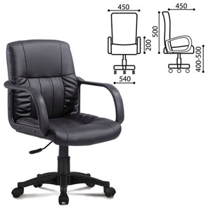 Кресло офисное BRABIX "Hit MG-300", с подлокотниками, экокожа, черное, 530864 в Перми - предосмотр 1