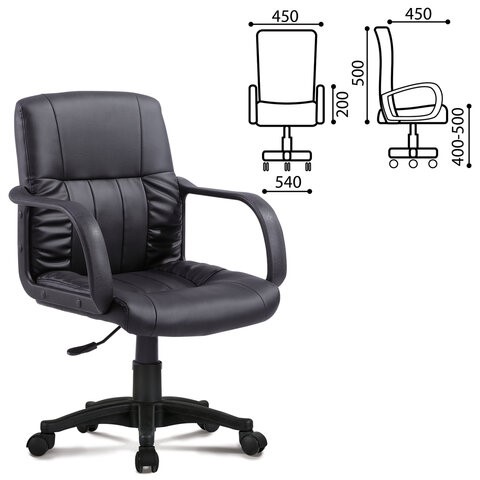 Кресло офисное BRABIX "Hit MG-300", с подлокотниками, экокожа, черное, 530864 в Кунгуре - изображение 1