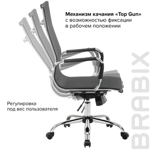 Компьютерное кресло Brabix Line EX-530 (хром, сетка, черное) 531846 в Перми - изображение 16