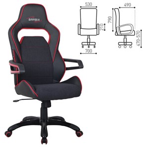 Офисное кресло Brabix Nitro GM-001 (ткань, экокожа, черное, вставки красные) 531816 в Перми - предосмотр 1