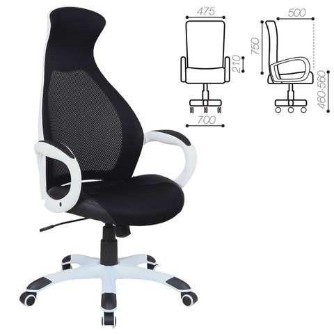 Компьютерное кресло Brabix Premium Genesis EX-517 (пластик белый, ткань/экокожа/сетка черная) 531573 в Перми - изображение 1