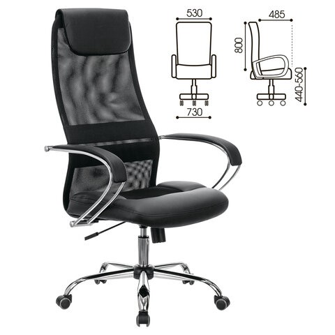 Кресло Brabix Premium Stalker EX-608 CH (хром, ткань-сетка/кожзам, черное) 532091 в Перми - изображение 10