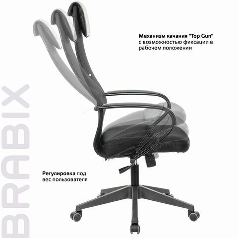 Кресло компьютерное Brabix Premium Stalker EX-608 PL (ткань-сетка/кожзам, черное) 532090 в Кунгуре - изображение 15