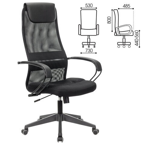 Кресло компьютерное Brabix Premium Stalker EX-608 PL (ткань-сетка/кожзам, черное) 532090 в Кунгуре - изображение 11