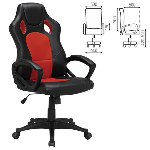 Компьютерное кресло Brabix Rider EX-544 (экокожа черная/ткань красная) 531583 в Перми - изображение 1