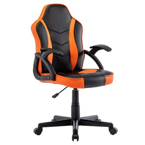 Кресло офисное BRABIX "Shark GM-203", экокожа, черное/оранжевое, 532513 в Перми - предосмотр