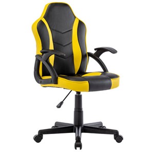 Офисное кресло BRABIX "Shark GM-203", экокожа, черное/желтое, 532514 в Перми