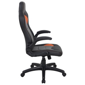 Кресло компьютерное BRABIX "Skill GM-005", откидные подлокотники, экокожа, черное/оранжевое, 532495 в Перми - предосмотр 1