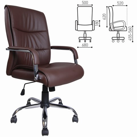 Компьютерное кресло BRABIX "Space EX-508", экокожа, хром, коричневое, 531164 в Перми - изображение 1