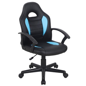 Кресло компьютерное BRABIX "Spark GM-201", экокожа, черное/голубое, 532505 в Перми - предосмотр
