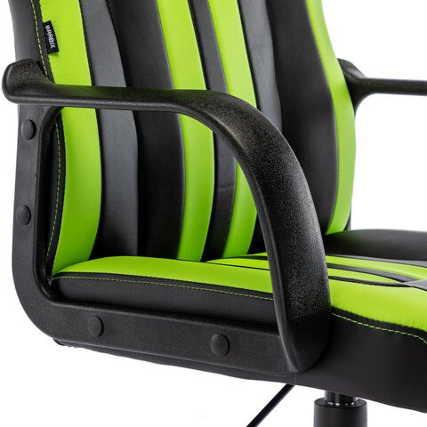 Кресло офисное BRABIX "Stripe GM-202", экокожа, черное/зеленое, 532511 в Перми - изображение 8