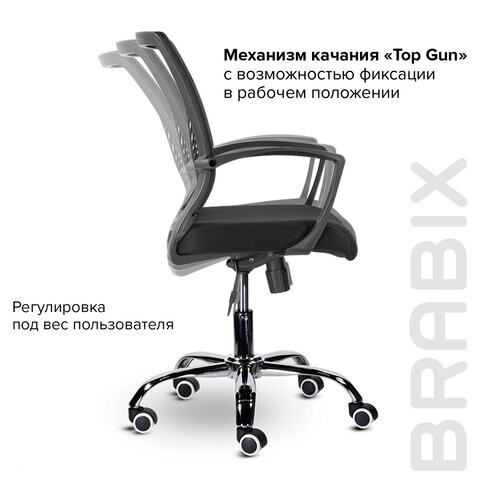 Кресло офисное Brabix Wings MG-304 (пластик черный, хром, сетка, черное) 532016 в Перми - изображение 7