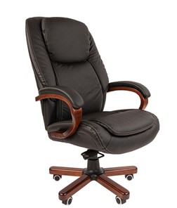 Кресло компьютерное CHAIRMAN 408 кожа черная в Чайковском
