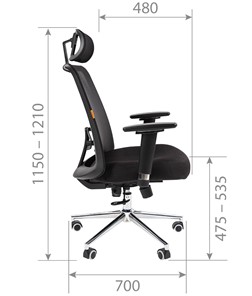 Офисное кресло CHAIRMAN 535 LUX сетчатый акрил черный / полиэстер черный в Перми - предосмотр 5