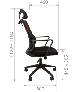 Кресло офисное CHAIRMAN 545 сетка/ткань черный в Перми - предосмотр 4