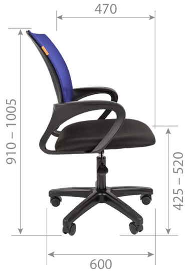 Кресло компьютерное CHAIRMAN 696 black LT, оранжевый в Перми - изображение 2
