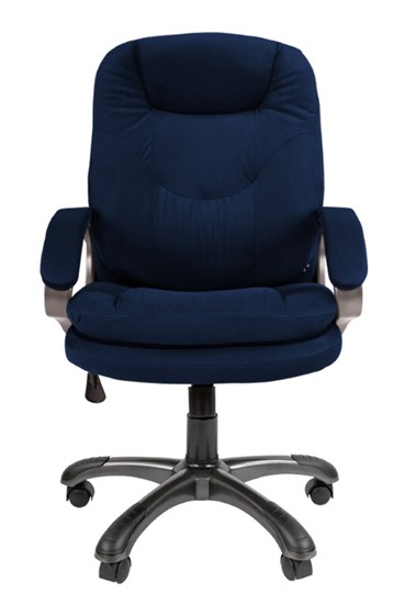 Кресло компьютерное CHAIRMAN HOME 668, велюр синее в Соликамске - изображение 3
