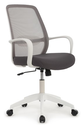 Кресло компьютерное Design W-207, Белый пластик/серая сетка в Перми - изображение