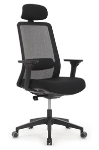 Кресло компьютерное Design WORK W-218C, Чёрный пластик/Чёрная сетка в Перми