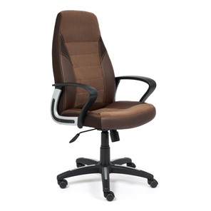 Кресло компьютерное INTER кож/зам/флок/ткань, коричневый, 36-36/6/TW-24 арт.15028 в Перми