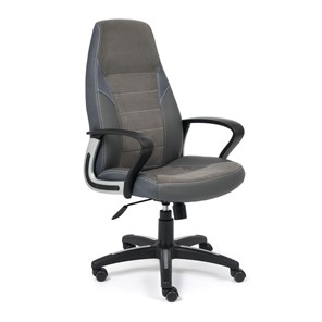 Кресло INTER кож/зам/флок/ткань, серый/металлик, C-36/29/TW-12 арт.15029 в Кунгуре