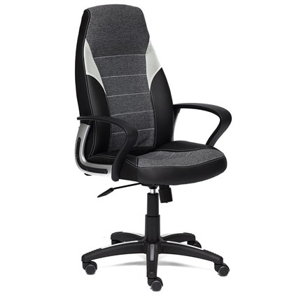 Кресло компьютерное INTER кож/зам/ткань, черный/серый/серый, 36-6/207/14 арт.12017 в Перми - изображение