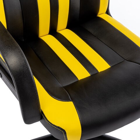 Кресло компьютерное RABIX "Stripe GM-202", экокожа, черное/желтое, 532510 в Перми - изображение 6
