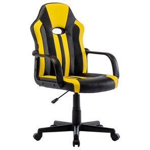 Кресло компьютерное RABIX "Stripe GM-202", экокожа, черное/желтое, 532510 в Перми