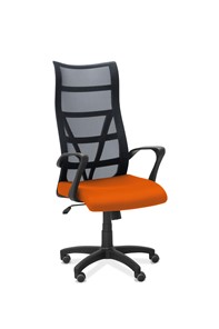 Офисное кресло для персонала Топ, сетка/ткань TW / черная/ оранжевая в Перми
