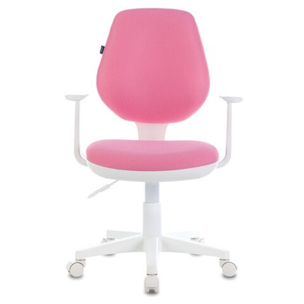 Офисное кресло Brabix Fancy MG-201W (с подлокотниками, пластик белый, розовое) в Перми - изображение