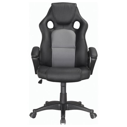 Кресло офисное Brabix Rider Plus EX-544 КОМФОРТ (экокожа, черное/серое) в Перми - изображение