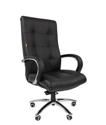Офисное кресло CHAIRMAN 424 Кожа черная в Перми - изображение