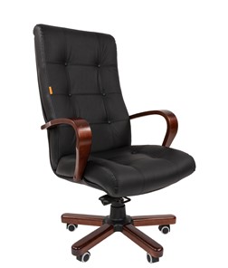 Кресло компьютерное CHAIRMAN 424 WD Кожа черная в Соликамске