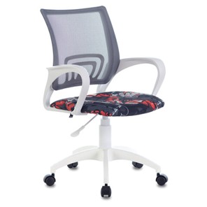 Офисное кресло Brabix Fly MG-396W (с подлокотниками, пластик белый, сетка, серое с рисунком "Graffity") 532404 в Чайковском