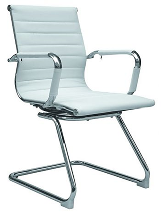 Компьютерное кресло B110 на полозьях, экокожа / хром, белый в Перми - изображение