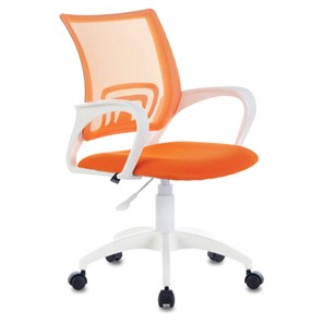 Офисное кресло Brabix Fly MG-396W (с подлокотниками, пластик белый, сетка, оранжевое) в Перми