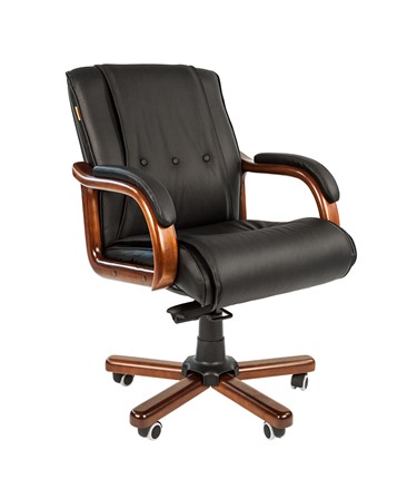 Кресло компьютерное CHAIRMAN 653M кожа черная в Соликамске - изображение