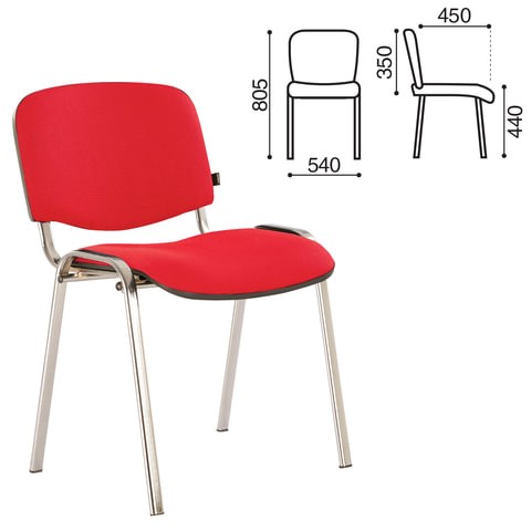 Офисный стул для персонала и посетителей BRABIX "Iso CF-001", хромированный каркас, ткань красная с черным, 531423 в Перми - изображение 2