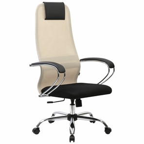 Офисный стул RABIX PREMIUM "Ultimate EX-800" хром, плотная двойная сетка Х2, черное/бежевое, 532913 в Березниках