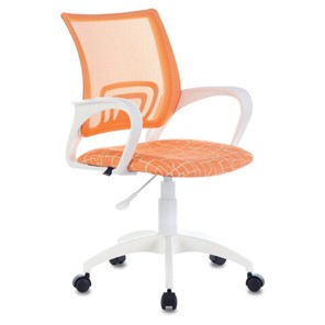 Офисное кресло Brabix Fly MG-396W (с подлокотниками, пластик белый, сетка, оранжевое с рисунком "Giraffe") в Перми - предосмотр