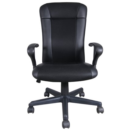Кресло компьютерное Brabix Optima MG-370 (с подлокотниками, экокожа/ткань, черное) 531580 в Перми - изображение