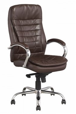 Кресло J 9031-1 экокожа /хром, коричневый в Перми - изображение