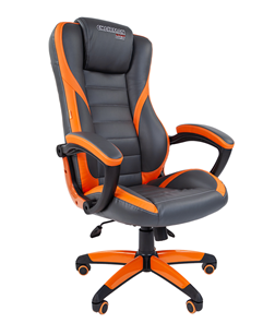 Кресло компьютерное CHAIRMAN GAME 22 эко кожа, серый/оранжевый в Соликамске