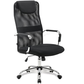 Компьютерное кресло Brabix Fit EX-514 (с подголовником, хром, черное) 531949 в Кунгуре