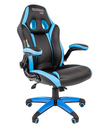 Офисное кресло CHAIRMAN GAME 15, цвет черный / голубой в Перми - изображение