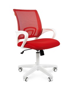 Кресло компьютерное CHAIRMAN 696 white, ткань, цвет красный в Соликамске