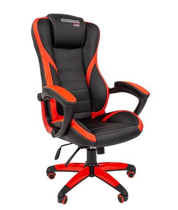 Офисное кресло CHAIRMAN GAME 22 эко кожа, черный/красный в Перми - изображение