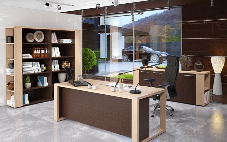 Кабинет руководителя ALTO с высоким шкафом для одежды, низким для документов и журнальным столиком в Перми - изображение 3